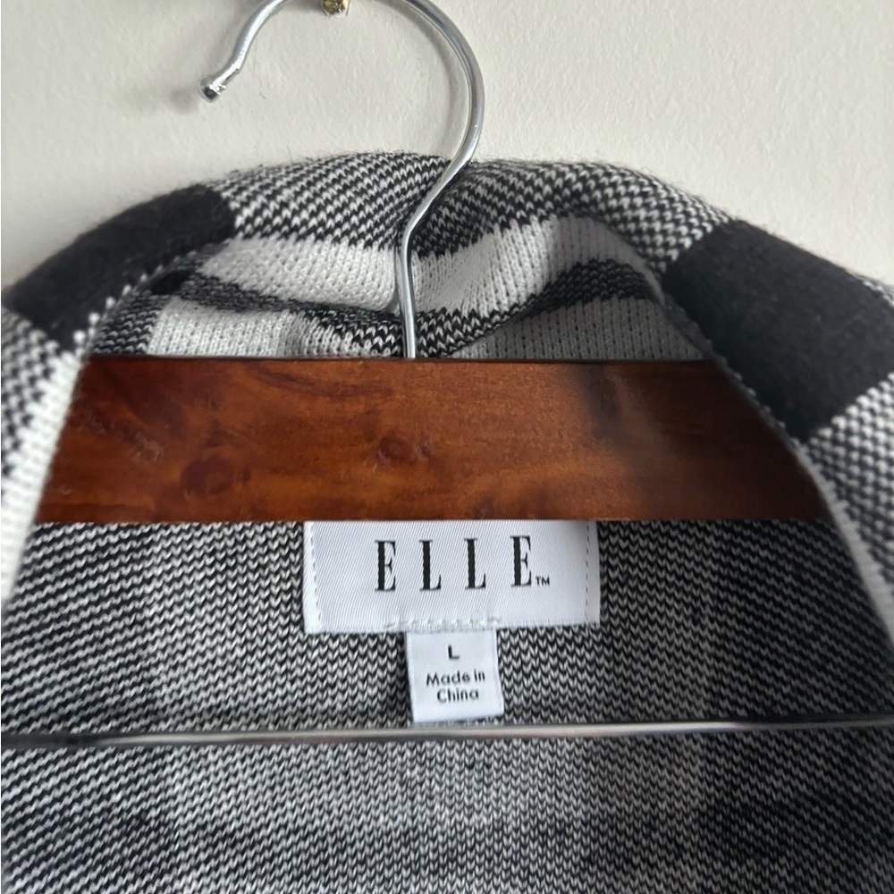 Elle plaided‎ black and white midi length jacket size L - Picture 4 of 6